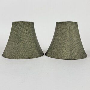 Set Of 2 Olive Green Lamp Shades 5" High 6" Wide Classic Clip-On Bell Shape